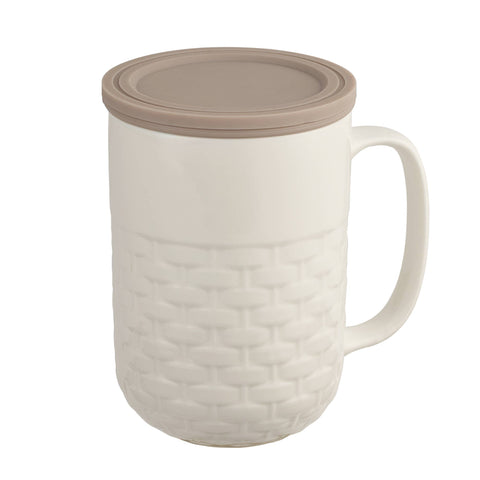 Casa Ware White Mug with Infuser - Weave 15oz Tea Infuser Mug White