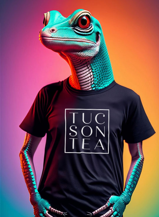 
                      
                        Arizona Lizard wearing a Tucson Tea Company shirt
                      
                    