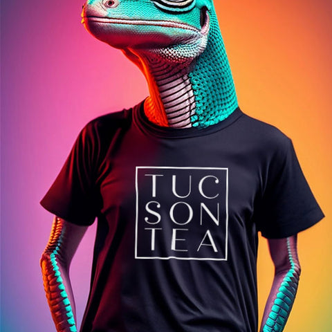 Arizona Lizard wearing a Tucson Tea Company shirt