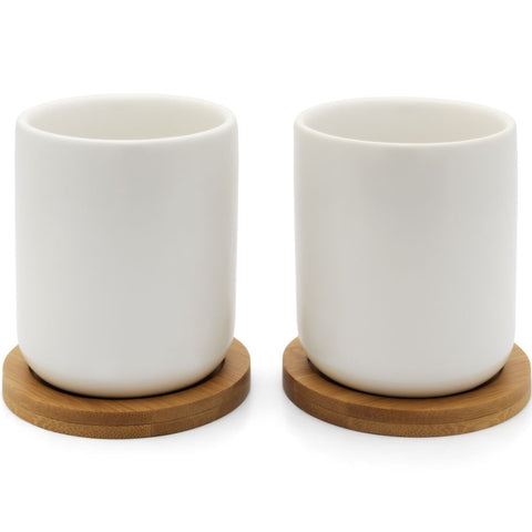 Bredemeijer UMEA White Tea Mugs with coaster - 6.7 fl oz (Set of 2)